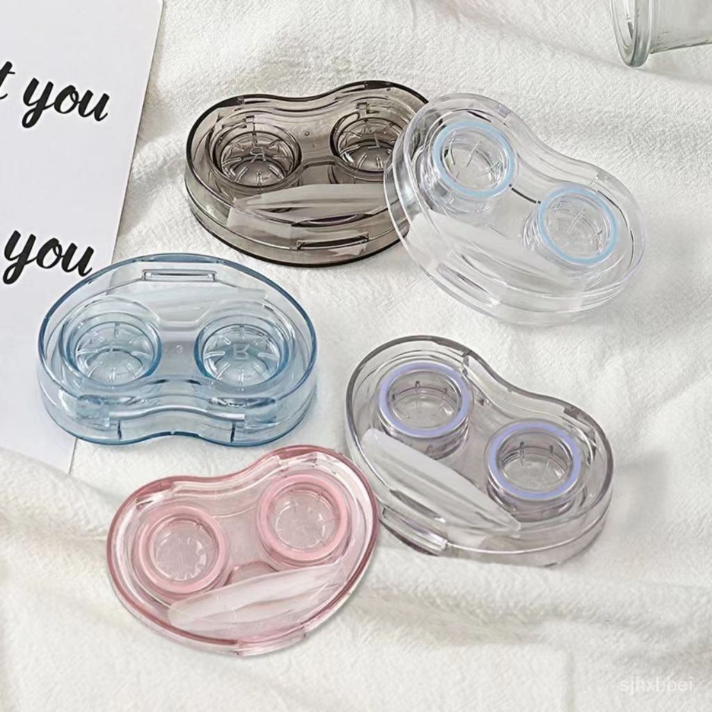 （熱銷好貨）愛心】透明隱形眼鏡盒一體式伴侶盒高級感防漏隱形眼鏡護理盒可愛小巧