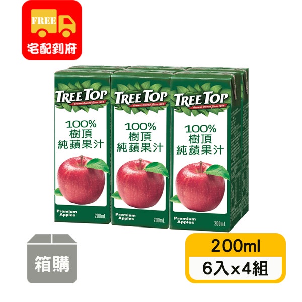 【樹頂】100%純蘋果汁(200ml*6入x4組)