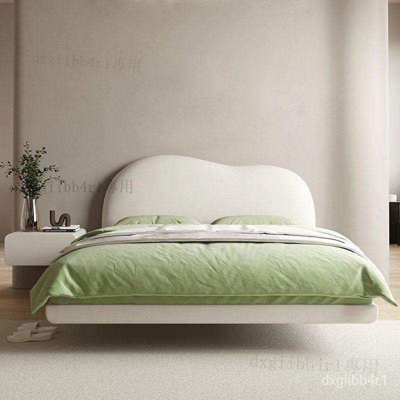 輕奢真皮床雲朵主臥床現代簡約奶油風懸浮意式軟包床小戶型雙人床