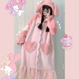 睡袍/2023年新款睡衣女秋冬季加厚學生甜美浴袍睡袍長款法蘭絨家居服女~睡裙 睡衣 居家服 浴袍 連身睡衣 珊瑚絨浴袍