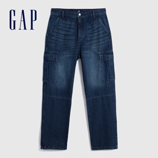 Gap 男裝 工裝寬鬆牛仔褲-深藍色(836411)