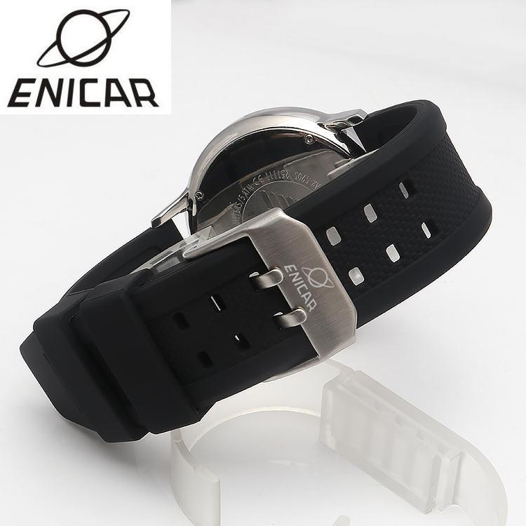 英納格Enicar防水矽膠手錶帶 運動橡膠帶精鋼針扣配件 男女保險扣