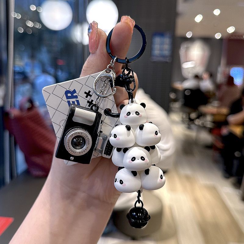 萌寵疊疊樂動物鑰匙扣精緻卡通熊貓冰淇淋公仔書包掛飾情侶禮品