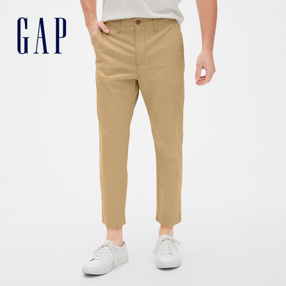 Gap 男裝 簡約修身七分棉褲褲-乾稻草(489483)