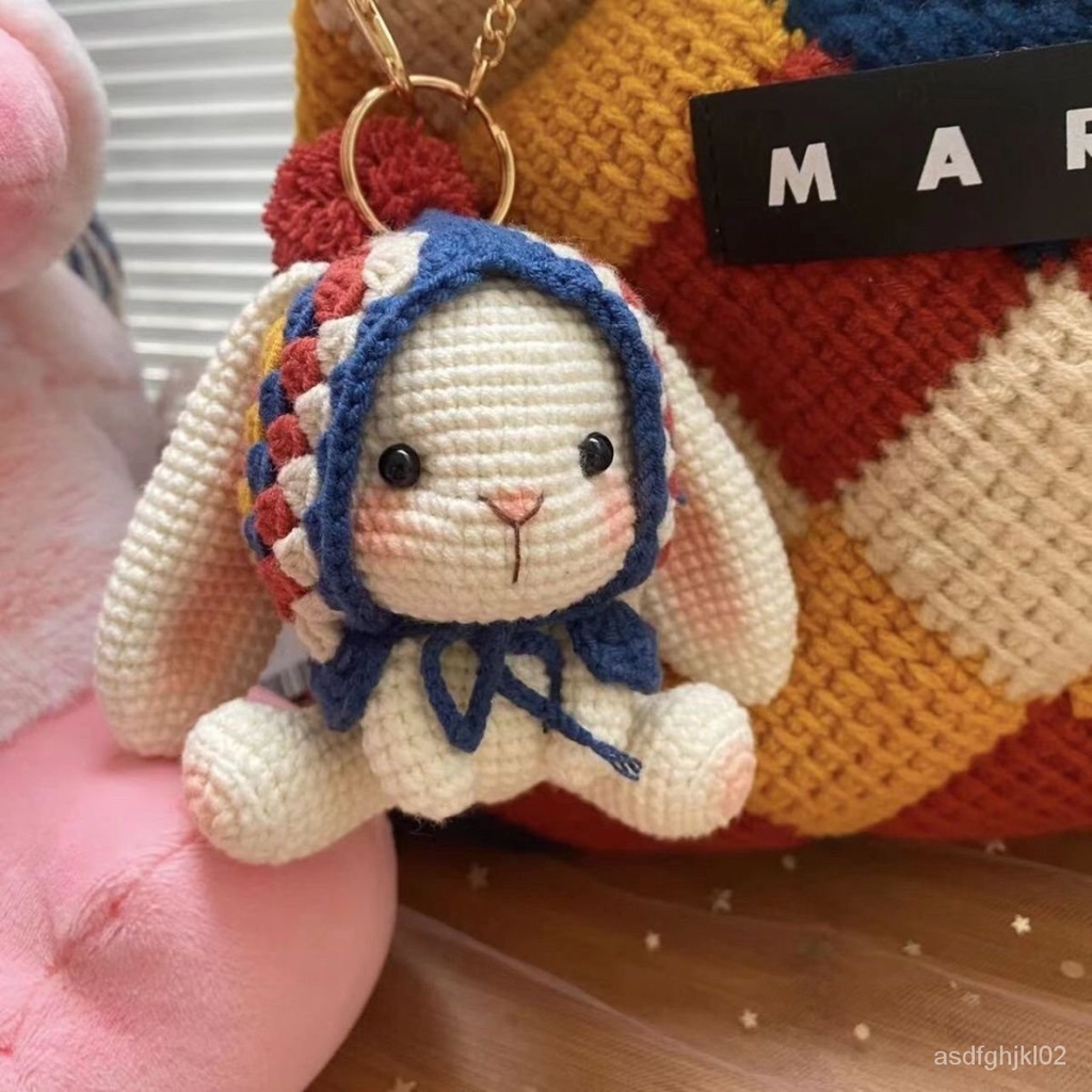 祖母格垂耳兔diy手工編織玩偶鈎織diy材料包針織兔子娃娃可愛掛件㊣JIULI STORE