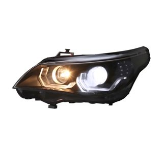 適用于03-10款BMW 5系大燈總成E60改裝LED勺子日行燈流水轉向燈