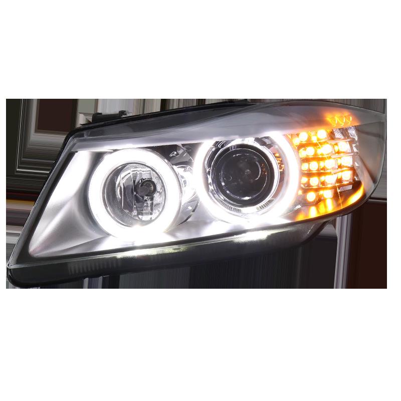 BMW 3系E90大燈總成318 320 325改裝LED日行燈雙光透鏡氙氣大燈