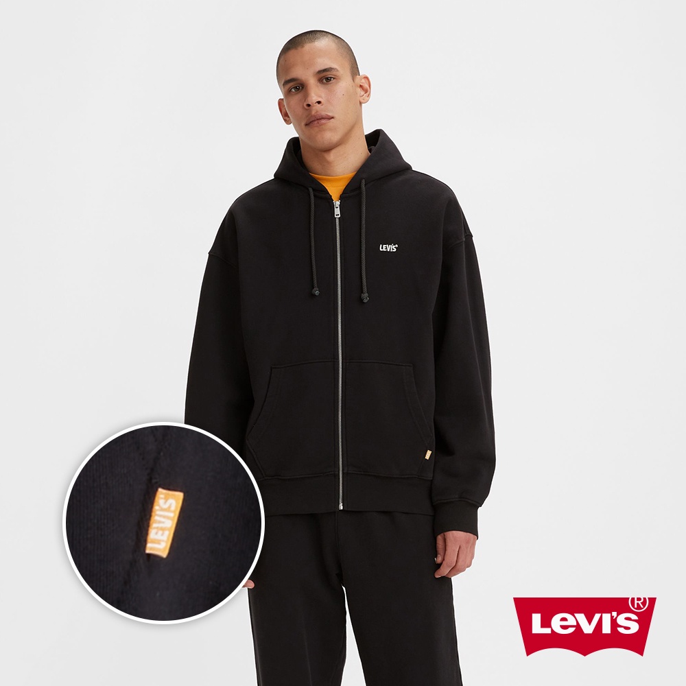 Levis Gold Tab金標系列 寬鬆版重磅落肩連帽外套 魚子黑 男 A3768-0000 人氣新品