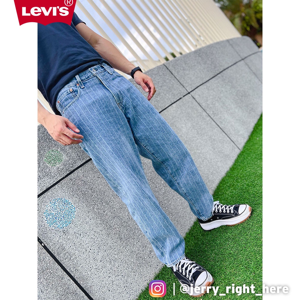 Levis Stay Loose復古寬鬆版繭型牛仔褲/淺藍染條紋水洗/寒麻纖維/及踝 男 熱賣單品 A0943-0004