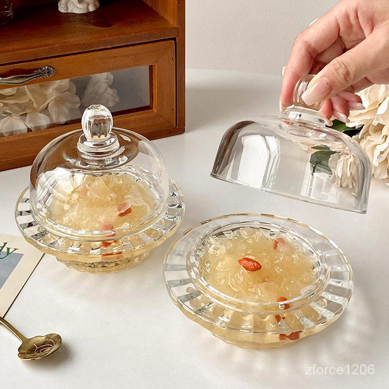 「搶購價」中式燕窩碗銀耳盅玻璃帶蓋透明精緻高級傢用水果點心美容院甜品碗