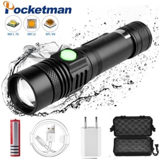 -5000LM Led flashlight USB torch Zoomable 18650 Bicycle Li