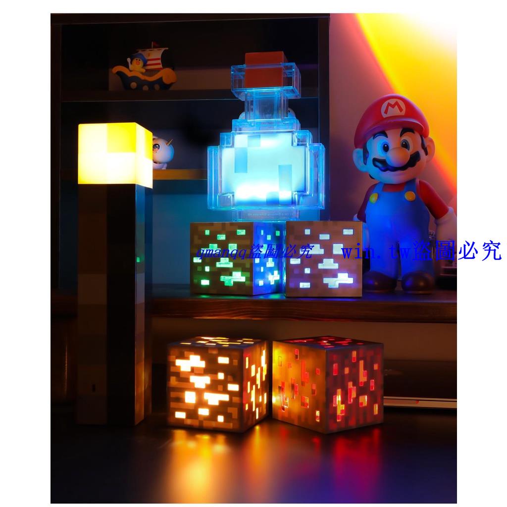 熱銷#MineCraft我的世界周邊USB充電火炬火把可亮LED燈創意臥室小夜燈win.tw