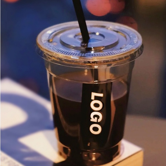 ◣◐【客製化】【奶茶杯 印logo】 一次性 500pet高透奶茶冷飲 美式冰咖啡果汁飲料打包 塑膠杯 訂製logo