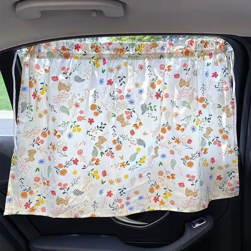 韓國ins風兒童汽車遮陽窗簾吸盤式通用防曬隔熱擋光電動四輪車 1XQY
