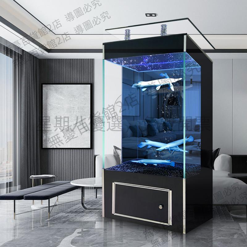 華麗超白玻璃立式魚缸大型客廳落地家用小型生態造景水族箱免換水