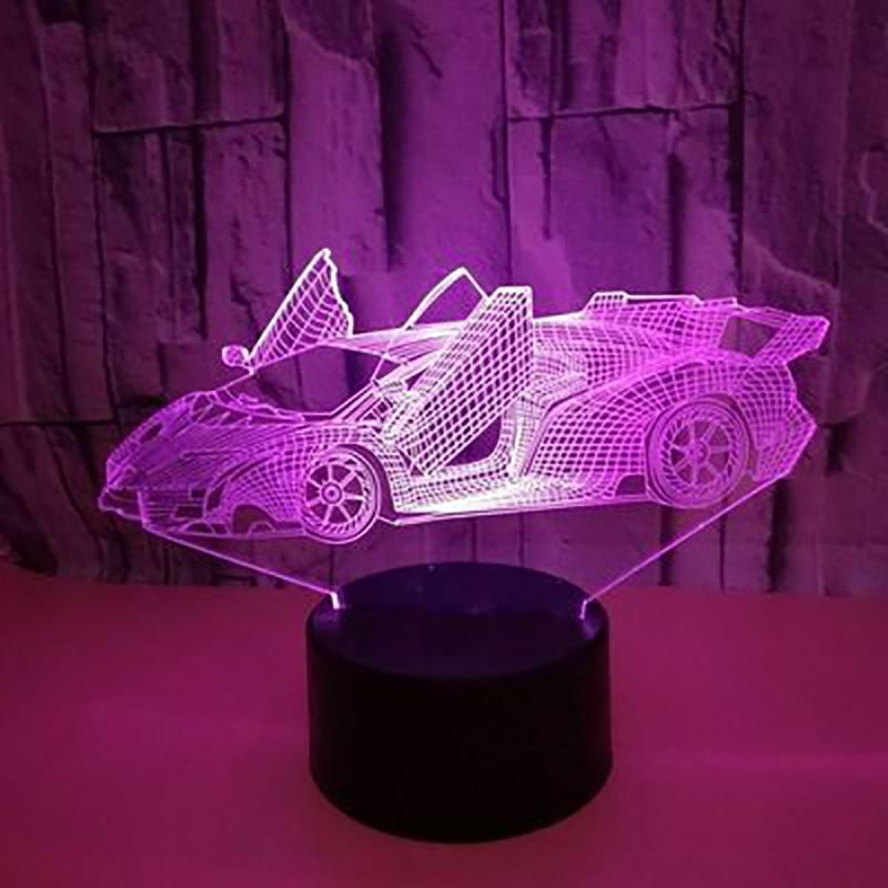 🎀臺灣熱賣🎀創意錯覺臺燈跑車造型USB小夜燈LED遙控氛圍燈汽車臺面小擺件禮物
