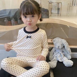 🌈甜甜圈kids🌈 兒童睡衣套裝女孩春秋內衣女童家居服長袖印花寶寶秋衣秋褲兩件套