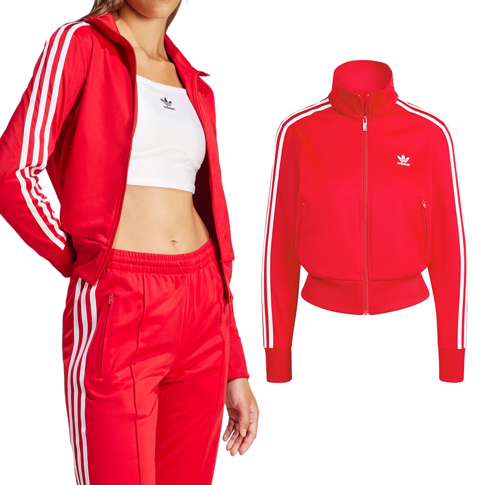 Adidas Firebird TT 女款 紅色 休閒 經典 日常 短版 外套 IR8079