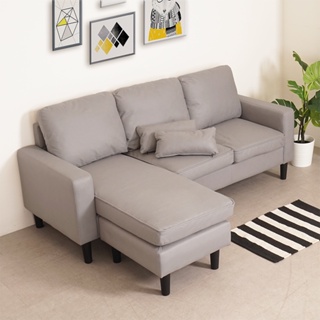 Homelike 黛芙妮科技布L型沙發(附抱枕x2) 布沙發 長條沙發