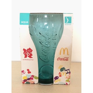 【全新】2012年倫敦奧運麥當勞聯名紀念款－寶石藍可口可樂®玻璃杯《外盒有瑕疵》