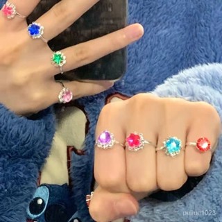 🔥臺灣發售🔥 戒指 小紅書衕款ins辣妹富貴戒指彩鑽爆閃可愛七彩寶石首飾品玩具禮物