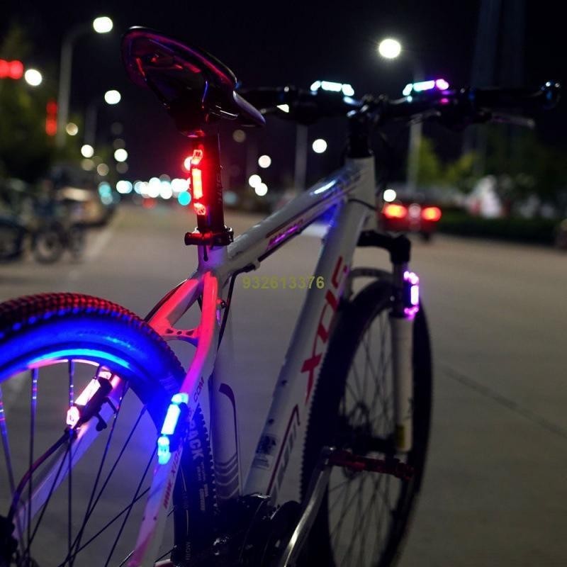 腳踏車夜光珠腳踏車尾燈夜行燈公路車尾燈青少年兒童可充電尾燈警報燈尾燈 &lt;明天ab4A&gt;