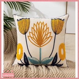 【Lovely home】北歐美式花朵田園風客廳毛巾沙髮靠墊ins刺繡簡約床頭靠背枕套
