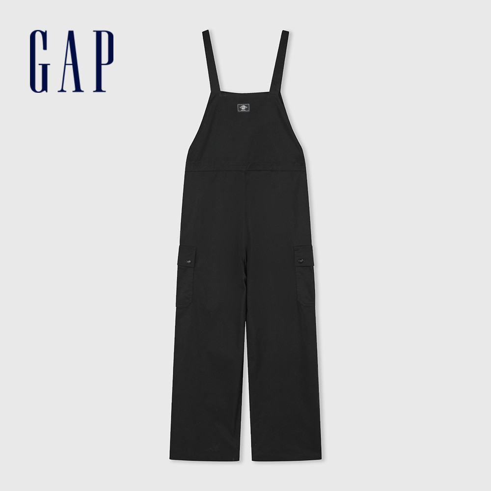 Gap 女裝 Logo工裝吊帶褲-黑色(477872)