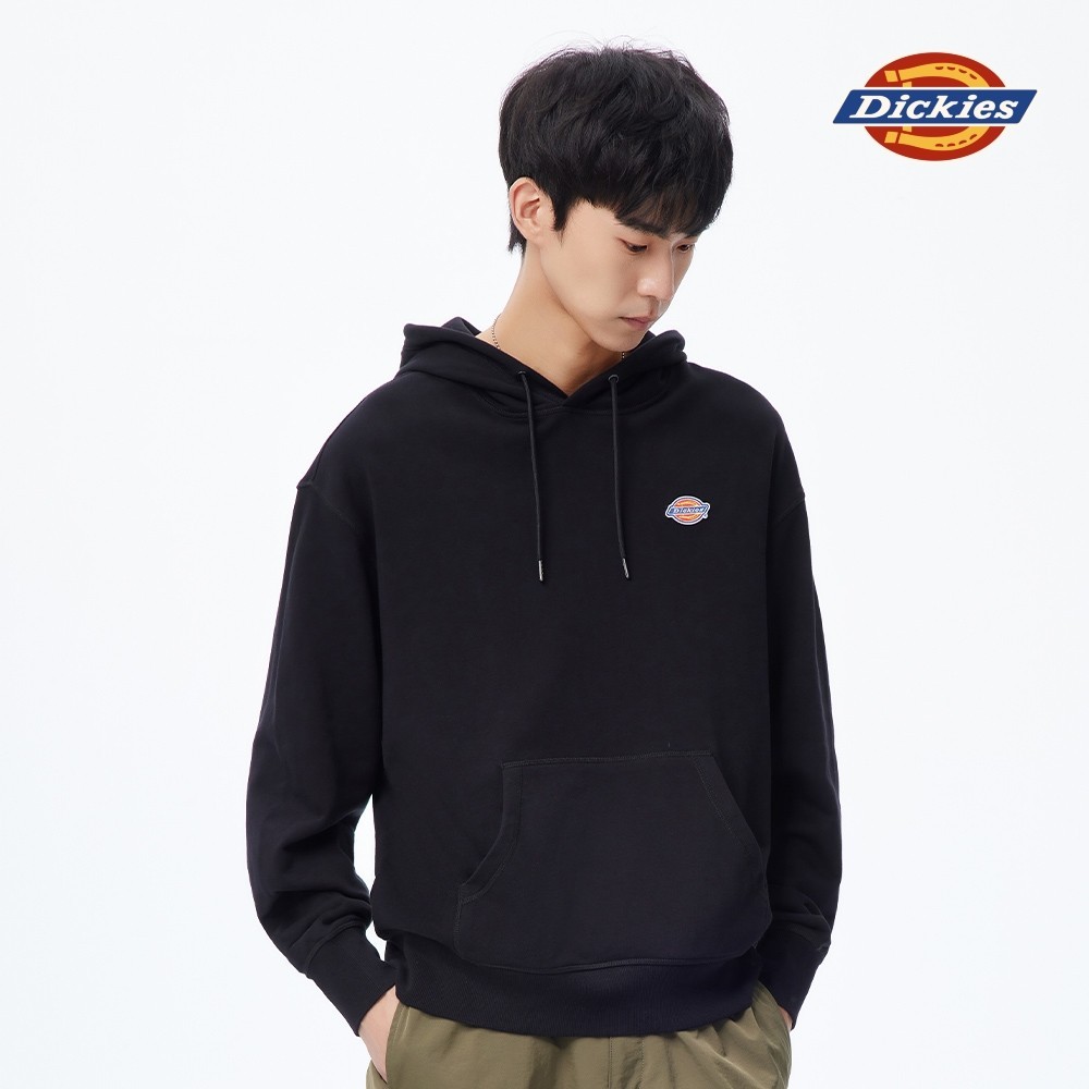 Dickies男款黑色純棉經典三色Logo連帽大學T/帽T|DK010945BLK