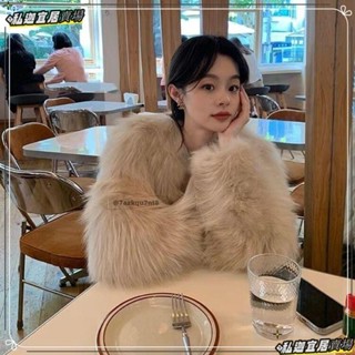 【臺灣熱賣】網紅爆款韓版環保仿皮草秋冬季顯瘦女外套短版加厚小個子毛毛長款Lh63