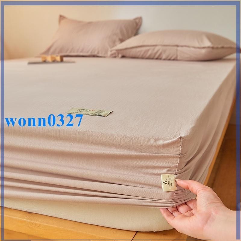 日式水洗棉床單 床墊保護套 單人床包 雙人 加大床包 配同款枕頭套 素色床包