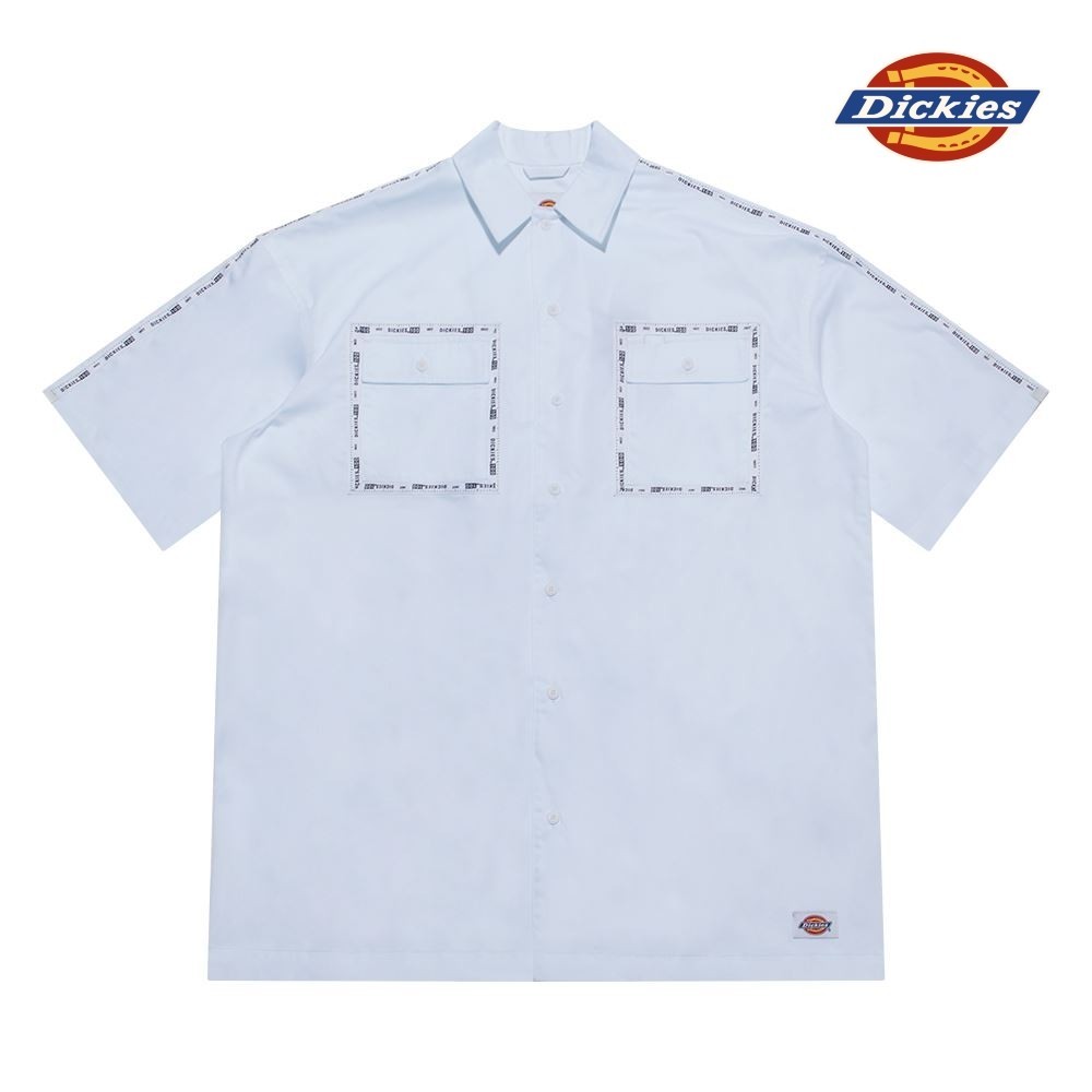 Dickies男款白色斜紋織帶裝飾短袖襯衫|DK010208C4D