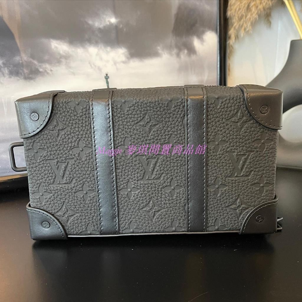 LV 路易威登 SOFT TRUNK WALLET 黑色壓紋老花 盒子包 單肩包 斜挎包 M80224