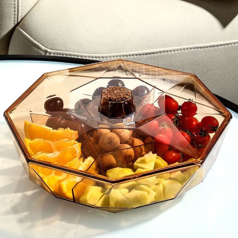 《桃園出貨》果盒 創意透明多層迭加水果盤 客廳塑膠果籃歐式家用茶几桌面糖果乾果盆