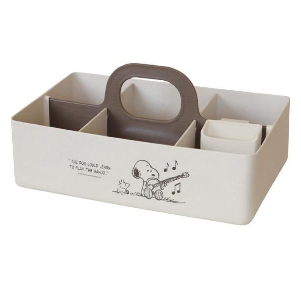 免運 現貨 史努比 Snoopy 6格塑膠手提收納籃 置物籃(收納盒款/淺褐色) 日本製 賣場多款任選