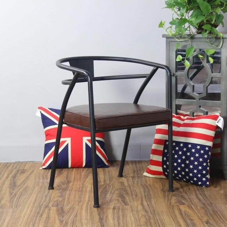 椅子 特價美式鐵藝做舊餐椅咖啡廳椅實木椅書房椅休閒會議椅辦公椅靠背椅子
