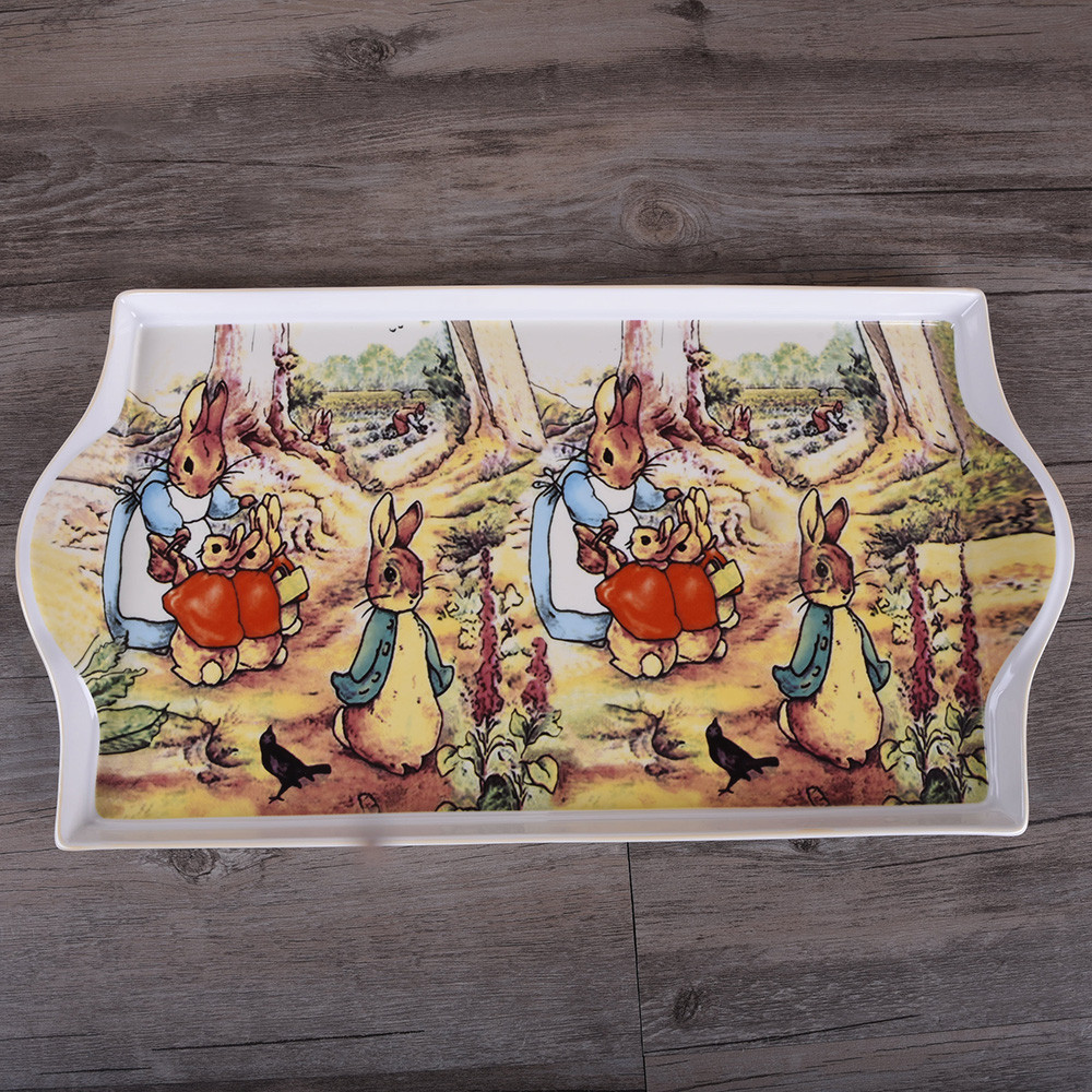 英國彼得兔茶盤 點心盤子可愛卡通收納盤骨瓷家用陶瓷下午茶-five0226