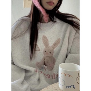 【Codibook】韓國 Dearlow 兔子印花寬鬆大學T［預購］長袖上衣 大學T 女裝
