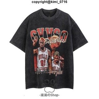 美式嘻哈潮牌NBA籃球球星羅德曼人像印花夏季短袖上衣男情侶t恤
