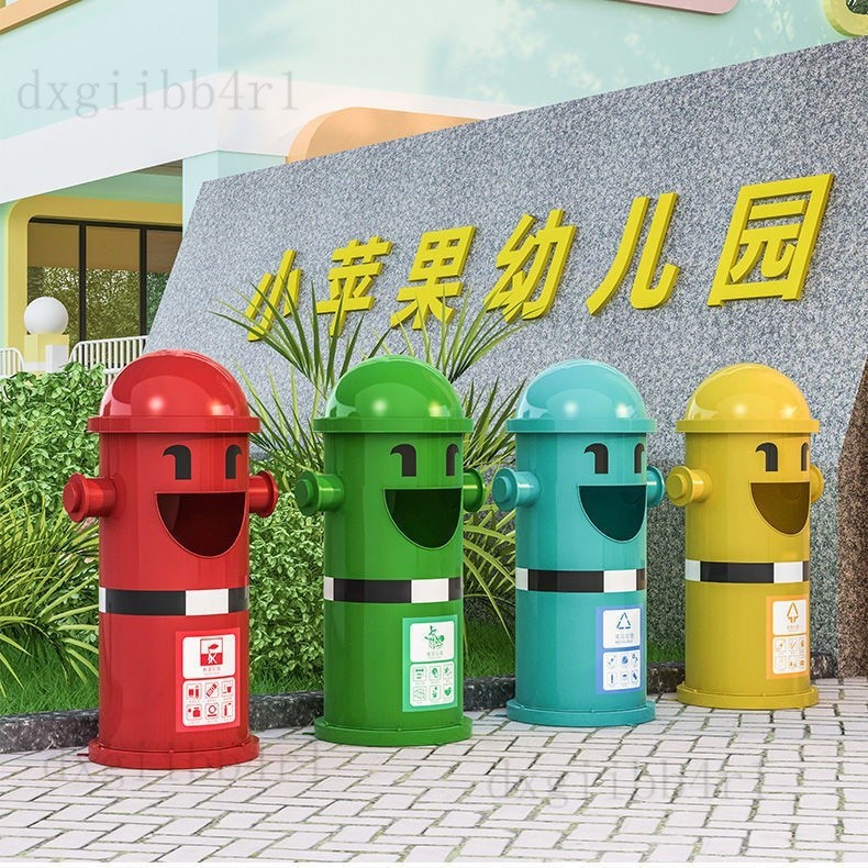 包郵卡通垃圾桶小號帶蓋幼兒園兒童戶室外消防栓創意分類商專用箱