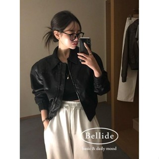 【Codibook】韓國 BEIDELLI 短版皮革夾克［預購］夾克 皮革外套 女裝