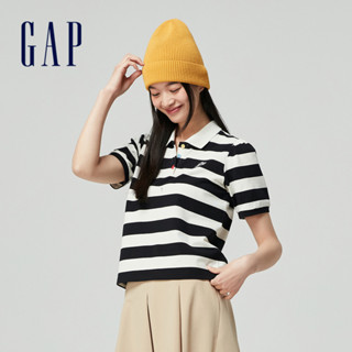 Gap 女裝 Logo短袖POLO衫-黑白條紋(890005)