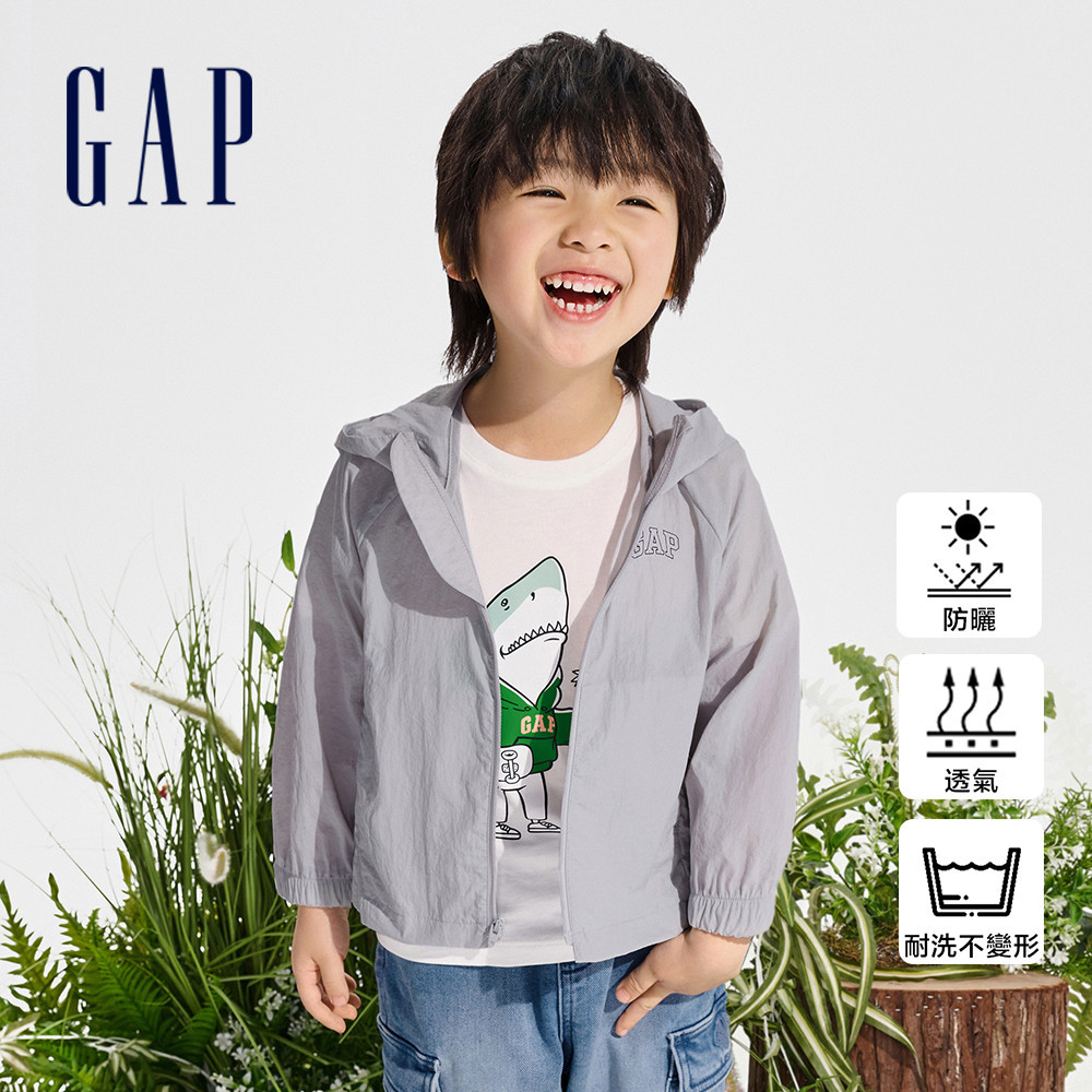 Gap 男幼童裝 Logo防曬連帽外套-淡紫色(890299)