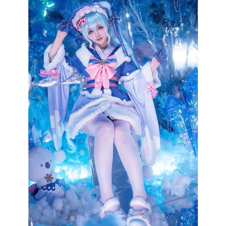 🔥免運🔥 2023雪初音cos miku初音未來lolita雪初音洋裝連衣裙cosplay萬聖節漫展演出服