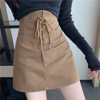 SY牛仔半身裙子女春夏辣妹短裙設計感小眾綁帶高腰顯瘦網紅A字短裙包臀裙