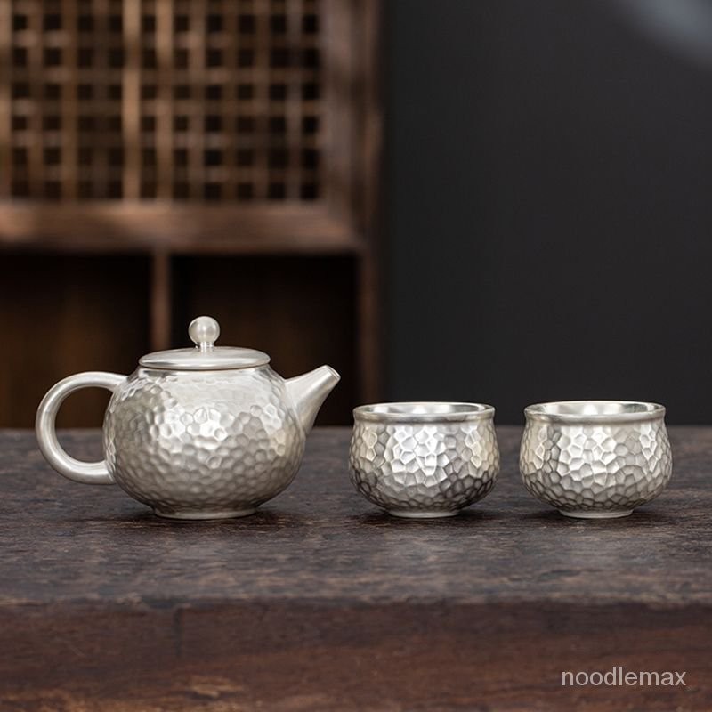 台灣最低價999純銀快客杯一壺二杯茶杯茶壺陶瓷傢用辦公室功夫茶具套裝整套