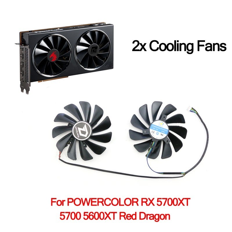 ❊Cooling Fans for POWERCOLOR RX 5700XT 5700 5600XT Red Drago