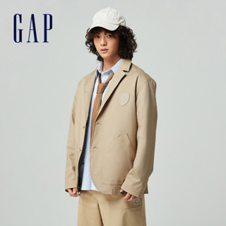 Gap 男裝 Logo翻領西裝外套-卡其色(877545)