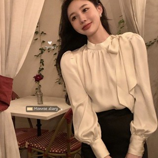 TK推薦✈秋季女裝2025新款洋氣蝴蝶結長袖襯衫小眾設計感外穿襯衣上衣長袖襯衫 長袖上衣 寬鬆上衣 顯瘦上衣 長袖t恤