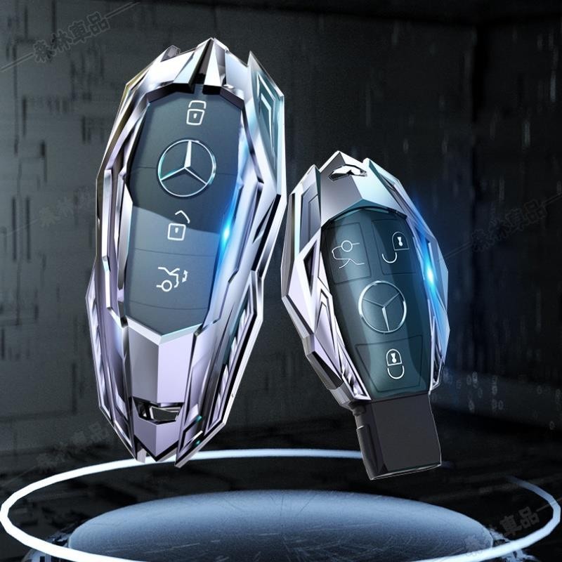 賓士汽車創意合金鑰匙套男 專用於C260L E200 S級 A級 GLE Benz高檔智能鑰匙保護殼下殺BQ